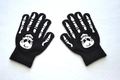 Detailed knit of skeleton bone prints on black fingerless gloves for Halloween themed biking - Skull / Full Finger