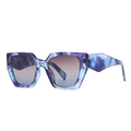 Modern oversized sunglasses featuring blue and purple marble texture with gradient lenses - Blue White Marbled Blue Tea