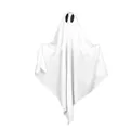 Detailed close-up of a white Halloween ghost decoration with round black eyes - Ghost Style 10