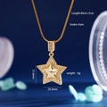 Gold star pendant necklace with cubic zirconia border and 45cm snake chain - Gold Star with Rhinestone Border (2434)