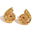 Pendientes de caracol en oro de 18K con piedras preciosas de colores vibrantes - Caracol Torsado Strass Multicolor