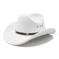 Cappello da cowboy bianco in feltro con occhielli traspiranti e fascia decorativa in metallo - M (56-58cm) / Bianco