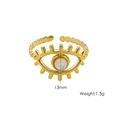 Detail of evil eye adjustable gold steel ring with white stone inlay, 13mm size - White Shell Evil Eye Ring