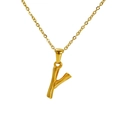 18k gold plated stainless steel necklace with textured bamboo style letter Y pendant - Letter Y(Y)