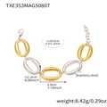 Polished stainless steel oval link bracelet in mixed gold and silver finish - Two-tone Bracelet