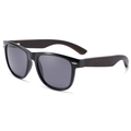 Lunettes de soleil noires classiques avec verres gris foncé et branches en bois naturel - Branches en Bois d'Ébène Monture Noire Verres Polarisés Gris