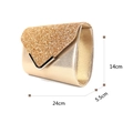 Elegant champagne gold envelope clutch bag with glitter sequins and metal V-trim details - TW008 (24x14x5.5cm) / Gold