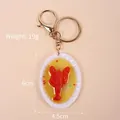 Miniature resin lobster food keychain with golden metal ring, 19g weight and 6cm size - Oval Platter - Australian Lobster / Gold 8-shaped Clasp