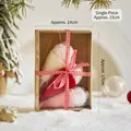 Three-piece plush Christmas cone ornaments in a kraft gift box with red plaid ribbon - Multicolor Cone Hanging Set Style G