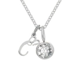Collier en acier argenté avec pendentif lettre C et pierre précieuse transparente - Lettre C / Argent