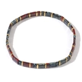 Bohemian Tila bead bracelet with red marble texture, blue-grey stones and gold spacers - Red Black Blue Grey Marble Gold Mix (TL-B24042620A)