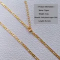 18k gold plated copper Figaro chain necklace with 45+5cm length and lobster clasp - 18K Gold Plated Figaro Chain