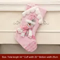 Pink velvet Christmas stocking with snowman design, measuring 44cm in length and 20cm width - Snowman