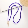 Cordon de téléphone en perles de cristal bleu 8mm avec fermoir mousqueton doré chic - Bandoulière / Bleu (Chaîne Crossbody en Cristal 8mm)