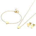 Minimalistisches goldenes Herz-Schmuckset bestehend aus Halskette, Armband und Steckern - Gold 3-Teiliges Set (KS199055-K)