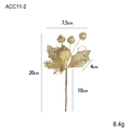 Sparkling gold glitter berry stem with pine needles for Christmas tree decor - Leaf Pomegranate