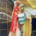 Christmas soft silicone keychain featuring a green glove charm and red wrist strap with bell - Christmas Mittens