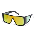 Shield sunglasses with thick black frame and yellow orange gradient mirrored lenses - Black Frame Red Reflective Lens C7