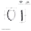 Details der quadratischen Zirkon-Ohrringe aus 925er Silber mit Maßen und Gewichtsinfos - Silber/Schwarzer Zirkonia