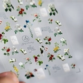 Vintage floral nail art stickers with roses and calligraphy on transparent adhesive film - Letter Garden (DT-004)