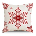 Square off-white festive cushion cover with vibrant red snowflake print for Christmas - 45x45CM (No Core) / 3606-1 Large Snowflake