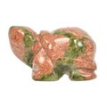 Polished Unakite stone turtle figurine with natural pink and green mottled textures - Unakite / S