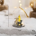 Luminous glass Christmas ornament with wooden reindeer scenery and LED warm light inside - Blue Pillar Reindeer
