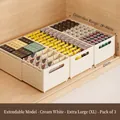 Set of 3 expandable cream-white drawer organizers for snacks and kitchen storage - Extra Large/3 Pack / Cream White