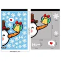 Cartoon snowman and bird Christmas window stickers set with snowflakes and size guide - XC083-Snowman and Bird