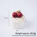 White PU mousse cake keychain with cherry and chocolate topping, 6.5cm artificial dessert - Coconut Cake Keychain / White