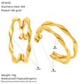 Detailed size chart for 18k gold plated double C-shaped earrings with measurements - Twisted Oval Style (SE504G)