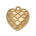 Golden heart-shaped stainless steel pendant with textured fish scale pattern finish - 527# Scale Heart Pendant Only / 15.5*17mm (2 Pieces/Pack) / Gold
