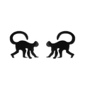 Minimalist black stainless steel monkey stud earrings with a matte finish for women - Monkey / Black