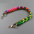 Detail of colorful woven nylon cord intertwined with gold metal chain and swivel hooks - Old Version / Multicolor