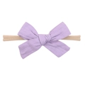 Purple textured fabric bow headband for infants with a soft beige nylon band - Purple-23
