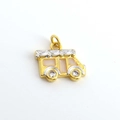 Cartoon car pendant with gold and silver plating and zircon wheels in a minimalist design - 09-Two-tone Cartoon Car