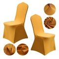 Ginger yellow elastic polyester chair cover with stretch fabric and reinforced stitching - M / Standard Type / Antique Gold