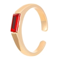 Adjustable gold ring featuring a rectangular red faceted stone with a minimalist design - KC Gold Rectangular Red Gem Style (WG-1209)