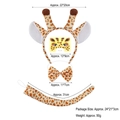 Giraffe costume set with animal ear headband, bowtie, and long tail for party cosplay - Yellow Giraffe 3-Piece Set with Face Stickers