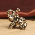 Vintage brass elephant figurine with traditional patterns for home and office desk decor - Lucky Elephant