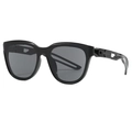 Lunettes de soleil rétro à petit cadre noir avec branches ajourées et verres gris - Monture Noir Brillant Verres Gris