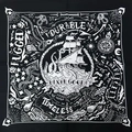 Vintage Baumwoll-Bandana in Schwarz mit weißem nautischem Oktopus- und Segelschiff-Motiv - Bandana / Schwarze Seefahrt