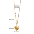 Detailed view of 18K gold plated heart pendant with zircon and paperclip chain dimensions - Mixed Chain Rhinestone Crumpled Heart Style / Gold