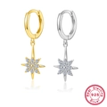 Pair of S925 sterling silver star stud earrings in gold and silver finishes - Large Star Dangle / Gold