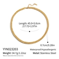 Detail showing 7mm wide gold Cuban chain necklace with dimensions and material specs - Cuban Chain Style (YYN023203)