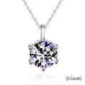 Classic 925 sterling silver necklace featuring a 5-carat round moissanite pendant - 5 Carat White Moissanite/White Gold