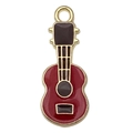 Red enamel ukulele alloy pendant with gold plating for DIY jewelry making - Guitar (19466)