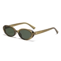Retro oval sunglasses with tea green translucent frames and dark green lenses - Olive Green G15 C16