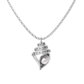 S925 sterling silver shell pendant necklace with white pearl and sparkling zircon accents - 925 Silver / Silver Conch Pearl Necklace (DY190820-S-W-WH)