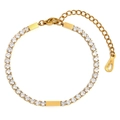 Pulsera tennis clásica bañada en oro de 18K con circonitas redondas de 3mm y cierre - Dorado